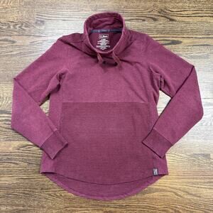 L.L.Bean Sweatshirt Womens Small Red Cowl Neck Pullover Thumbholes Pockets